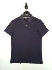 Aquascutum Polo Shirt Size Medium Men's Navy 100% Cotton Short Sleeve