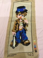 Vintage Completed Margot De Paris Boy Tapestry Canvas Slight tilted