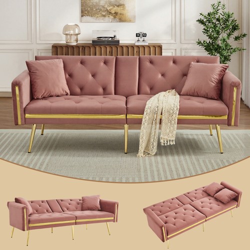 Seater sofa bed pink velvet - seater,