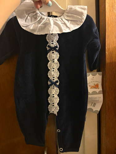 Navy white velour - &,