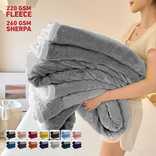 Large Sherpa Fleece Blanket Soft Warm Bed Sofa Throw Blanket Double King Size UK