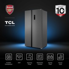 TCL RP505SSE2UK American Style Fridge Freezer 505L – Inverter Frost Free Grey