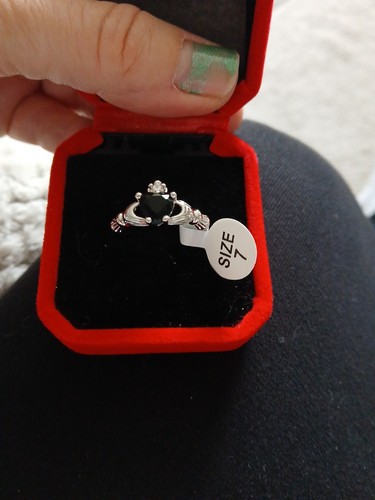 Black onyx claddagh ring size - black,