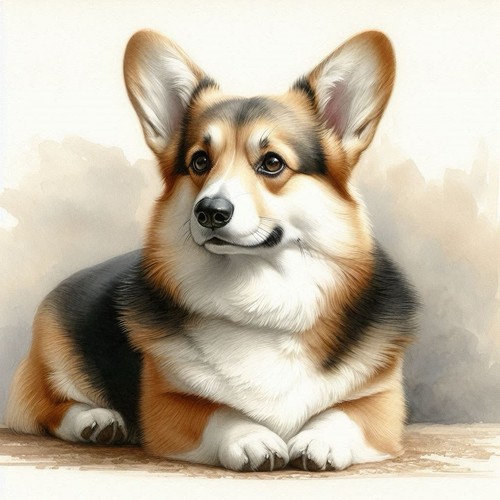 Corgi dog watercolour art - corgi,