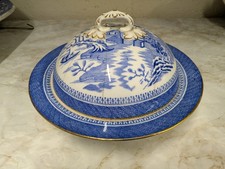 Copeland Spode Blue & White Willow Pattern Covered Serving Dish, Stapled Lid