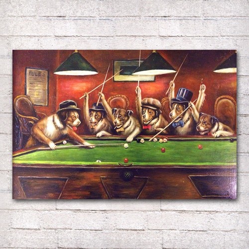 Dogs playing pool billiards - playing,