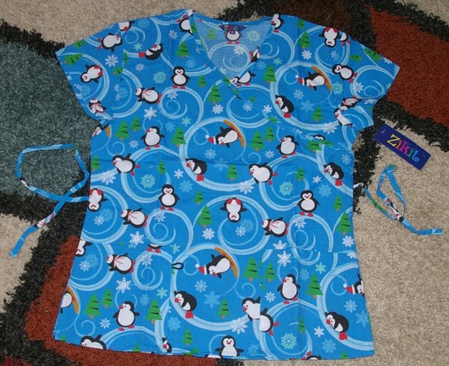 Christmas mock wrap scrub top - wrap,