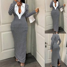 Women Houndstooth Sexy V Neck