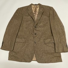 Vintage Tweed Blazer Mens 43 44 R Brown Camelhair  Wool Jacket Country Hacking