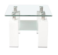 White Lamp Table Glass Side