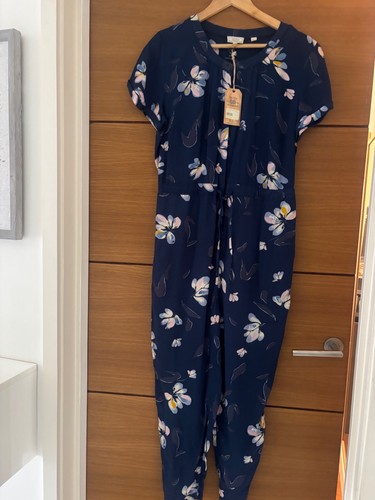 Fat face blue floral jumpsuit - blue,