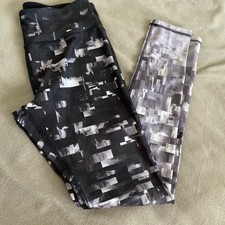 Women’s RBX Full Length Leggings Activewear Sport Black Grey Size M