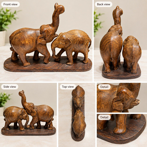 Hand carved wooden elephant - wooden,