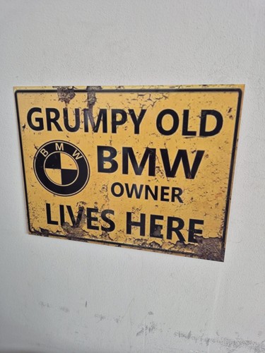Grumpy old bmw metal tin - old, wall