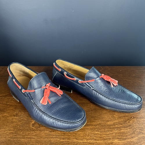 Navy leather tassel - navy,