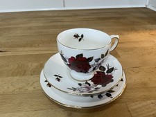 Colclough Ridgeway Bone China Amoretta Red Rose  Tiro Cup Saucer +tea Plate