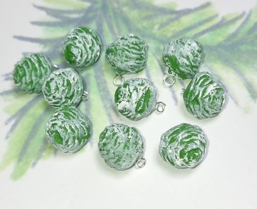 Pine cone charms - fir, beads