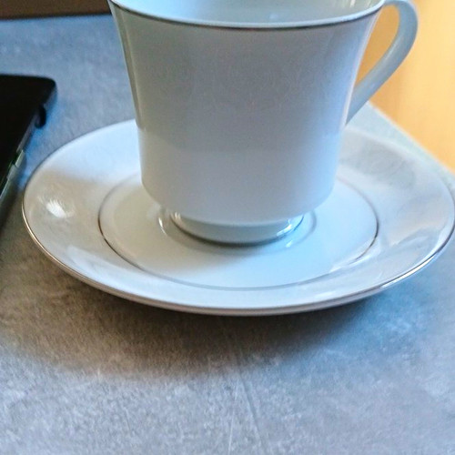 White round cup saucer set - cup, &