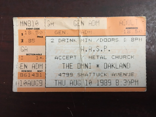 Wasp concert ticket stub - wasp,