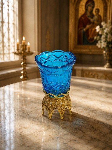 Blue glass vigil lamp - blue,