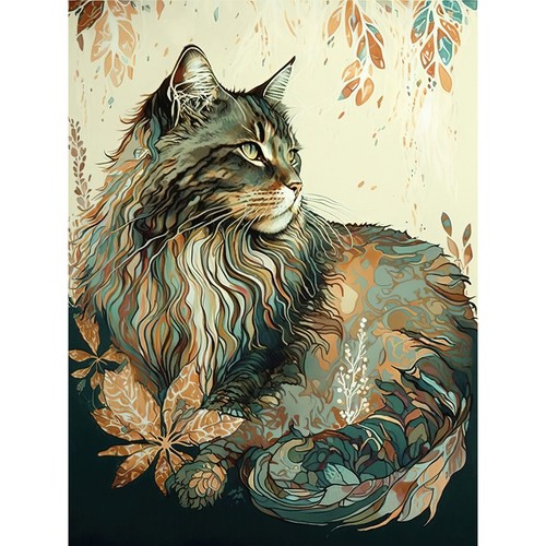 Maine coon cat - maine, flower