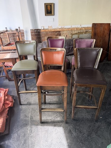 Leather upholstered wood pub - leather,