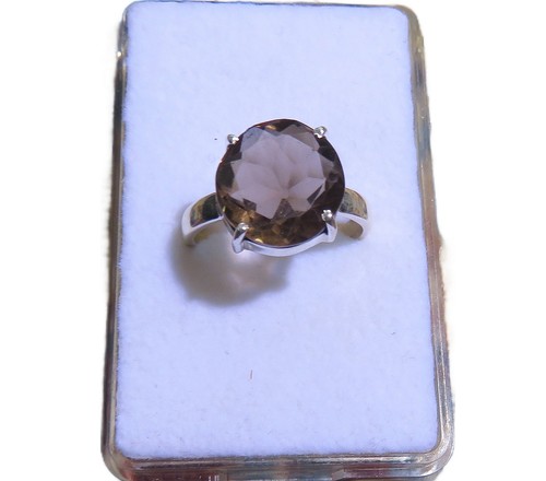 Smoky quartz faceted ring - smoky,