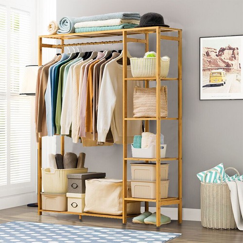 Open wardrobe clothes - wardrobe, rail