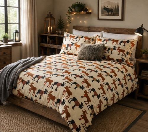 Double bedding moose winter - double,