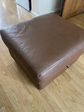 DFS LARGE STORAGE FOOTSTOOL   FOOTREST BROWN LEATHER COLLECTION ONLY