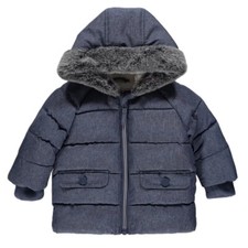 Baby boys Blue Textured Padded Winter Coat fleece lined 12-18, 18-24mth, 2-3 yrs