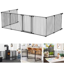 3/5/6/8 Panels Baby Pet Gate Safety Fireplace Playpen Adjustable Room Divider UK