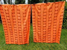 Orange flower Curtains 70's satin effect Interior design retro set theatre props