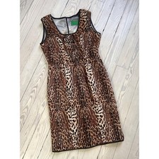 1990s Dress / 90s Leopard Print Rabbit Fur Wiggle Dress / Medium