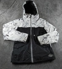 Surfanic Jacket Womens Large Black White 8K Waterproof Ski Marble Print Hood