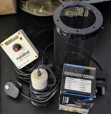 Habistat 600w Dimming thermostat, x2 150  w ceramic heat bulbs and guard