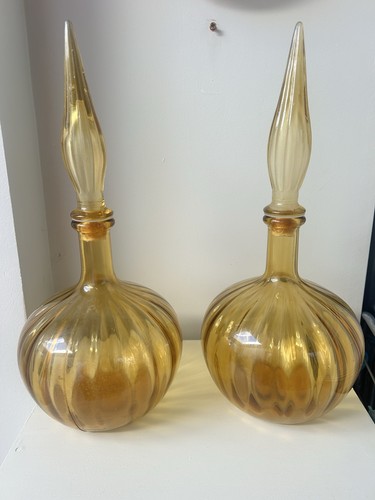 Pair vintage amber glass - vintage,