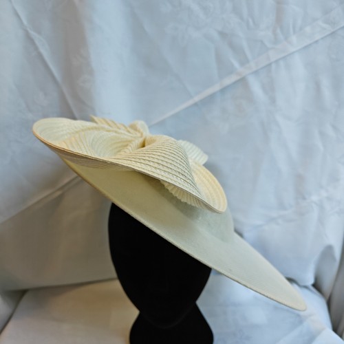 Ivory cream big bow wide - big, brim