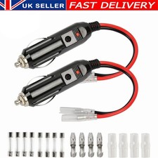 2Pack 12V 15A Fused Car Cigarette Lighter Adapter Power Male Plug with Leads