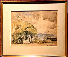 Reg Gammon Original Signed '38 Framed Watercolour–British Landscape House&Trees
