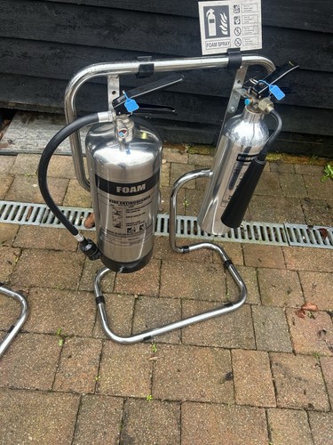 Chrome fire extinguisher - chrome, set
