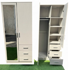 Dolphin Grey High Gloss 2 Door 3 Drawer Combi Wardrobe Bedroom Furniture Storage