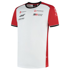 Haas F1 Official Team Fitted T-Shirt Tee White Red Men's 2025 Official