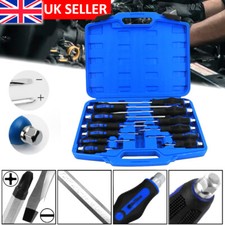12Pcs Mechanics Slotted Go Through Magnetic Screwdriver Set Tool Box Heavy Duty