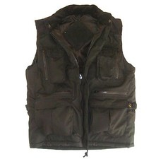 GENTS PLAIN BLACK BODYWARMER Mens sizes padded 10 pockets hunting fishing gilet