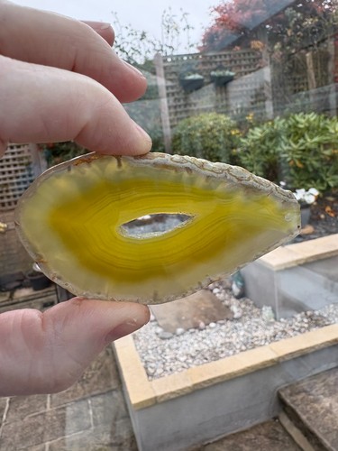 Yellow agate crystal slice - yellow,