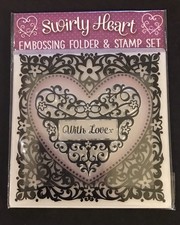 Swirly Heart swirls with love sentiment square embossing folder & stamp set