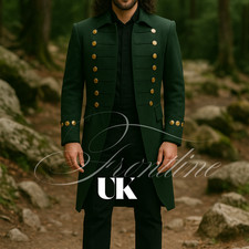 Men’s Dark Green Regency Tailcoat – Jane Austen 18th Century Cosplay Frock Coat