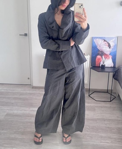 Oska dark gray - cotton, pants