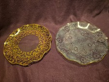 2 Vintage 1960s Chance Brothers  Decorative glass plates Regency and floral 25cm